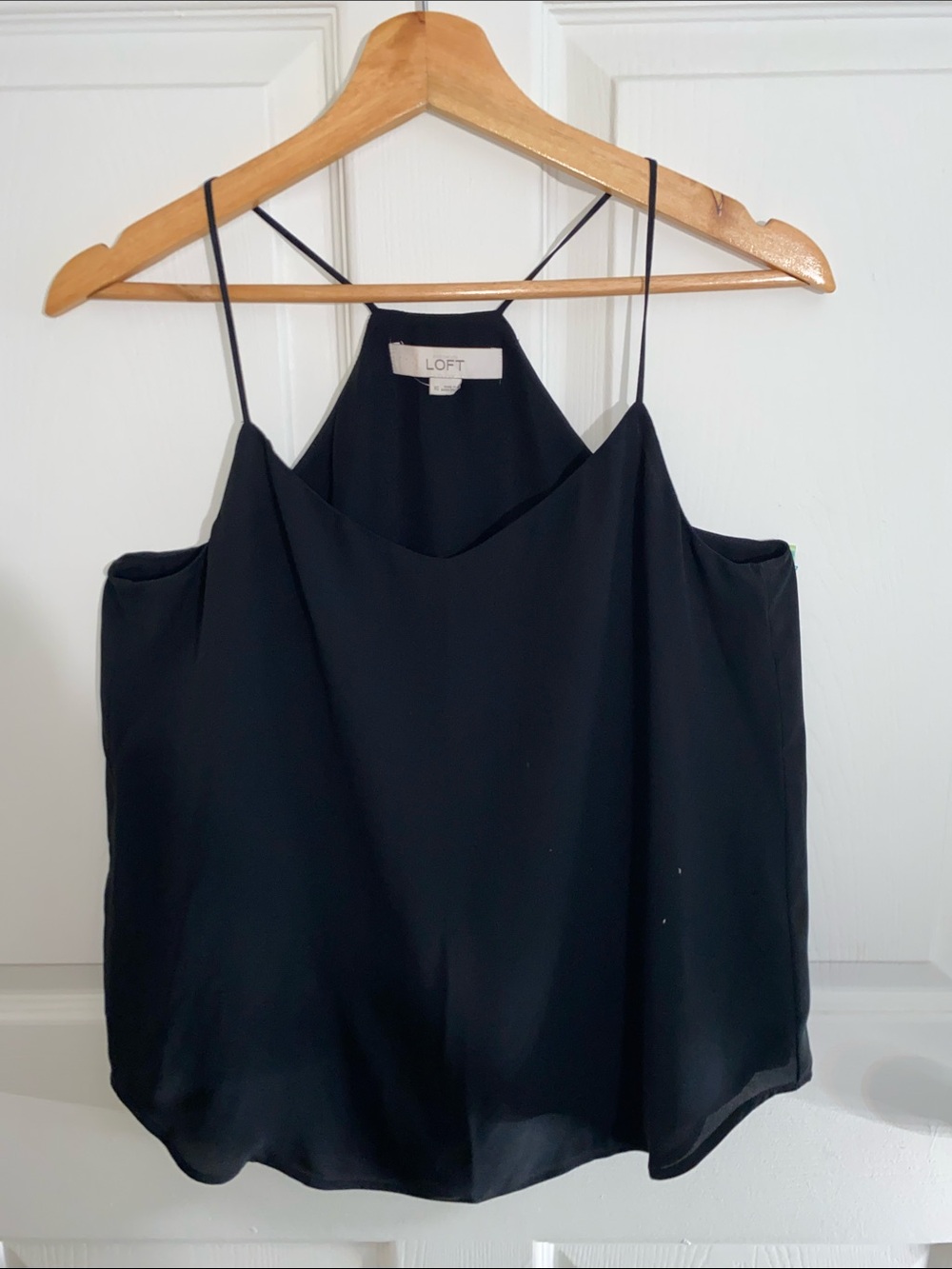 LOFT Black Spaghetti Strap V-Neck Blouse